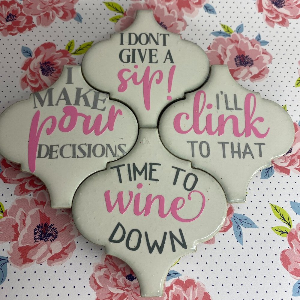 Wine Themed Coaster Set